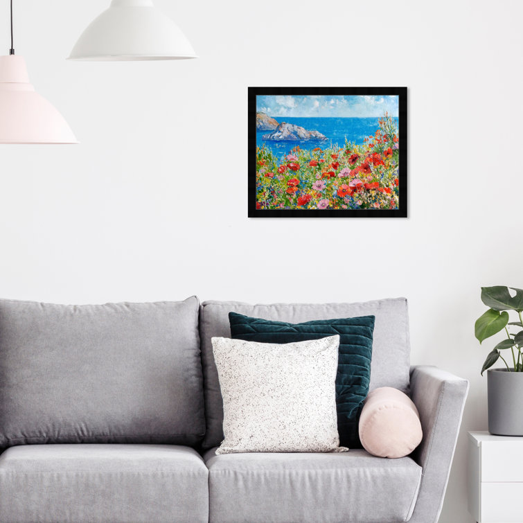 Oliver Gal Sea And The Poppies Water Flowers Landscape Modern Blue